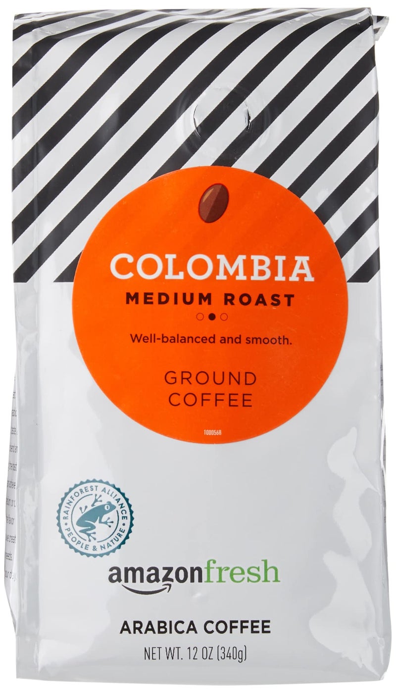Amazon Fresh Colombia Ground Coffee, Medium Roast, 12 Ounce - Image 1